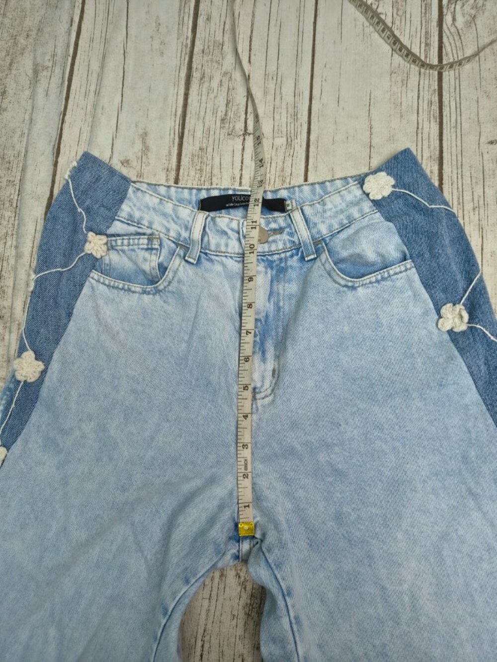 Youcom Light Wash Wide Leg High Rise Jeans Size 36 - Picture 5 of 10